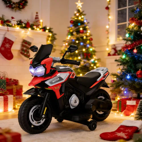 Vista 7 de TOBBI - Motocicleta para niños, eléctrica, estilo motocross, bicicleta para niños pequeños con ruedas de entrenamiento, juguetes de 12V, batería