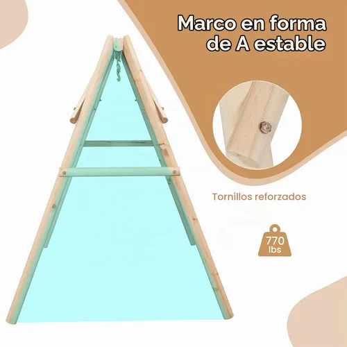 Vista 5 de Tangkula Marco de columpio de porche de 770 libras, soporte de columpio de madera resistente con barras reforzadas, marco de columpio de madera