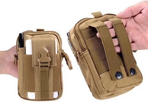 Vista 4 de Deporte al aire libre Hombres Mujeres Riñonera Bolsa de cinturón Bolsa de bicicleta Bolsa táctica Caza Muslo Bolsa Nylon Teléfono Cartera (Negro)