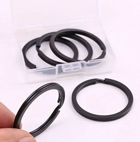 Vista 3 de Shapenty 1.378 in1.38 pulgadas de metal negro plano dividido llavero anillo conector circular llavero soporte para el hogar llaves organización