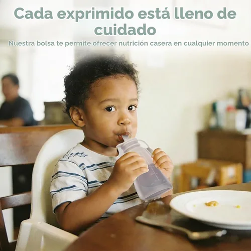Vista 6 de Eascrozn Paquete de 4 bolsas de silicona para alimentos para bebés