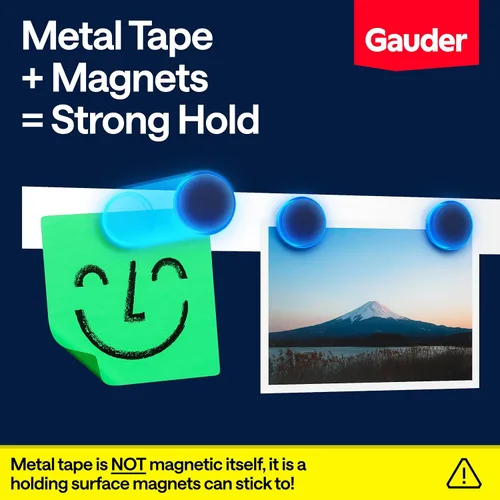 Vista 3 de GAUDER Cinta de metal autoadhesiva Cinta ferrosa para imanes Tira de acero metálico