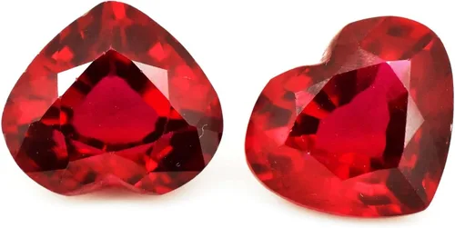 Vista 4 de Ramagems Madagascar - Piedra preciosa suelta de rubí rojo natural para hacer joyas, corte de corazón, de 6 a 7 quilates cada uno, 2 pares