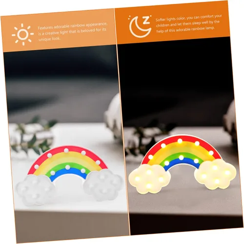 Vista 3 de Uonlytech Lámpara de modelado de arco iris, decoración de zorro, lámpara de escritorio decorativa, luz de neón arco iris, luz LED de escritorio