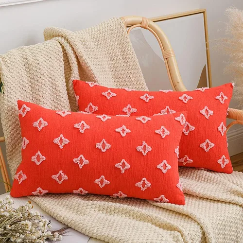 Vista 21 de vctops Juego de 2 fundas de cojín decorativas de algodón estilo bohemio copetudo, súper suaves y cómodas para sofá, cama, automóvil