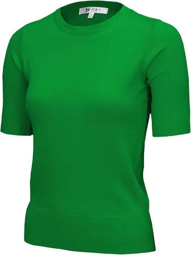 Vista 23 de YEMAK Suéter de Punto Top para Mujer – Media Manga Cuello Redondo Básico Casual Ajuste Clásico Ligero de Punto Suave Pullover Tee