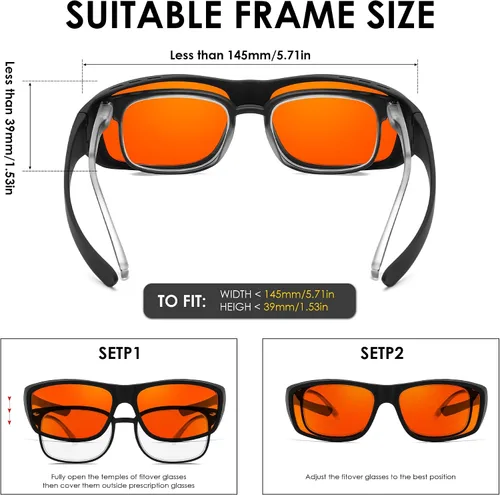 Vista 6 de FEISEDY Fitover B1228 - Lentes de luz azul para juegos de computadora para dormir mejor, antirreflejos