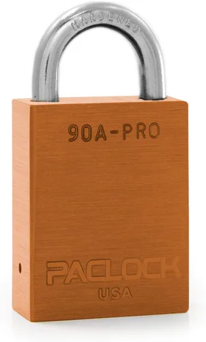 Vista 53 de PACLOCK Candado de la serie 90A-PRO, compre American Act obediente, aluminio anodizado marrón, cilindro de 7 pines de alta seguridad con 1 llave por