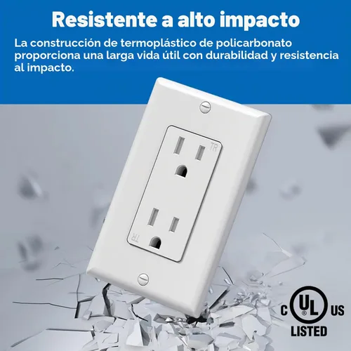 Vista 4 de BESTTEN Toma de corriente decorativa resistente a manipulaciones de 15 amperios, uso residencial y comercial, placa de pared incluida