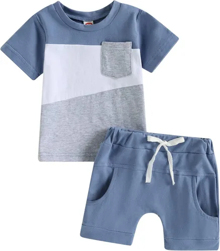 Vista 70 de Conjunto de camiseta de manga corta para bebé niño y niña, camiseta de manga corta, pantalones cortos casuales, ropa para recién nacidos, 6, 12, 18