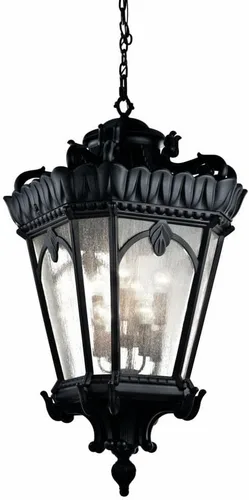 Vista 6 de Kichler Tournai - Lámpara colgante de 123 pulgadas para exteriores con cristal transparente y cristal semillado en Londonderry