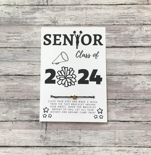 Vista 2 de SENIOR Class of 2024 CheerDance Graduate Wish Bracelet, Graduation, Senior Year, Sports Team Party Favor Gift, End of Season, Make A Wish, Team Wish