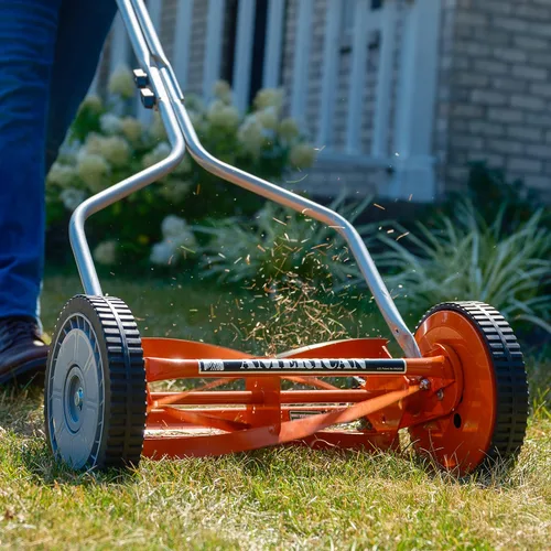Vista 10 de American Lawn Mower Company 1204-14 Cortacésped de carrete de empuje de 4 hojas de 14 pulgadas, color rojo