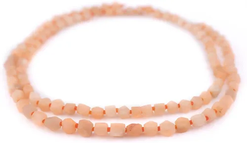 Vista 3 de TheBeadChest - Cuentas de calcita en cubo natural mate sin esquinas de 0.276 in, piedra preciosa facetada naranja Afganistán, agujero grande, 16