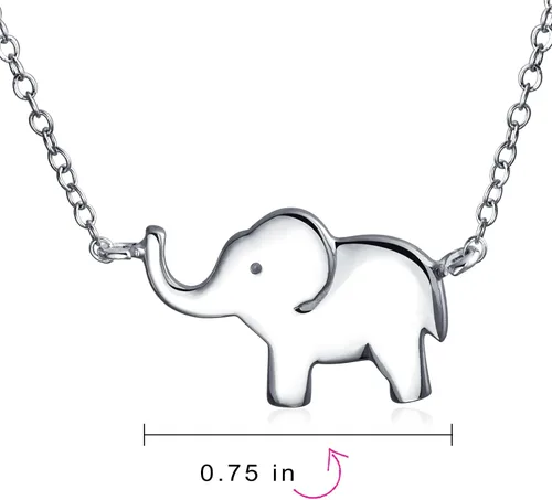Vista 3 de Personalize Simple Zoo Animal Good Luck Elephant Collar para mujeres adolescentes plata de ley 925, Metal