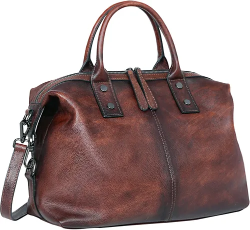 Vista 13 de Iswee - Bolso de hombro de cuero genuino, bolso tote con diseño de morral, con asa superior, bolso de gran capacidad, bolso cruzado