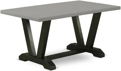 Vista 26 de East West Furniture VT026 Mesa de comedor estilo V – una mesa de cocina rectangular con patas elegantes, 36 x 60 pulgadas, multicolor