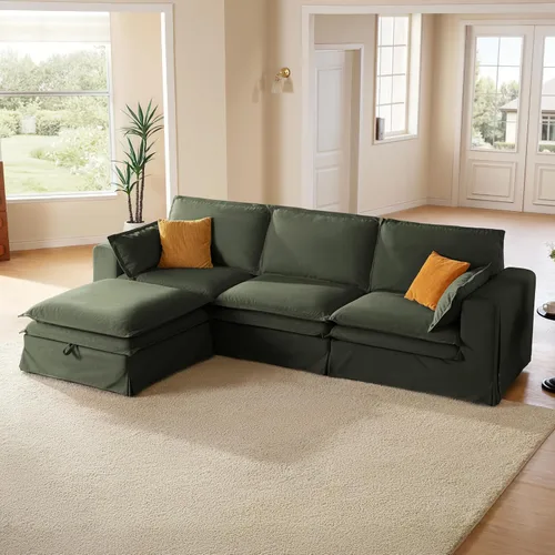 Vista 32 de Sofá modular lavable de gran tamaño de 89 pulgadas, sofá nube con funda totalmente extraíble, sofás seccionales para sala de estar, tela