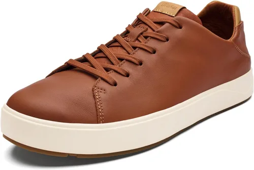 Vista 15 de OluKai Lae'ahi Li 'ILI - Tenis de vestir de cuero impermeables para hombre Blanco claro/blanco claro