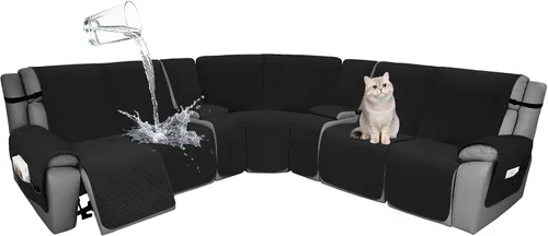 Vista 32 de Fundas de terciopelo 10% impermeables para sofá modular reclinable en forma de L, 1 pieza, fundas acolchadas para sofá reclinable esquinero, juego