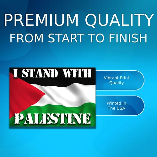Vista 3 de Adhesivo político con texto en inglés "I Stand with Palestine Flag" - Proud Supporting Peace Not War - Calcomanías de vinilo para parachoques