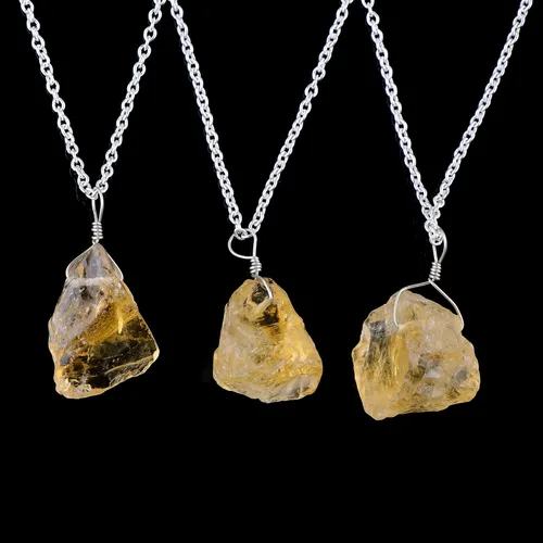 Vista 3 de Collar de piedras preciosas crudas piedras de nacimiento de plata