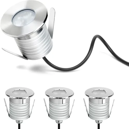 Vista 7 de Luces LED impermeables para piscina, 3 W, luz subacuática regulable, funciona a 12 V-24 V CC, 12 VAC, 4 paquetes de luces de bajo voltaje IP68