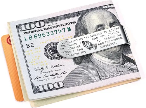 Vista 4 de FaithHeart Can Engrave - Clip de dinero para hombre, acero inoxidablechapado en oro, tarjetero minimalista para tarjetas, clips personalizados