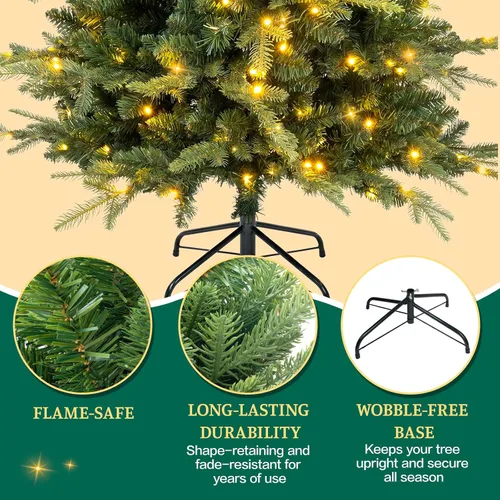 Vista 3 de Árbol de Navidad de abeto Aspen preiluminado de 6 pies, árbol