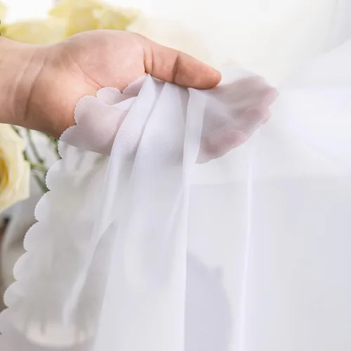 Vista 5 de MYSTIC-HOME Juego de cortinas de niveles transparentes blancas para cocina de 24 pulgadas de largo, tratamiento de cortinas para ventanas pequeñas