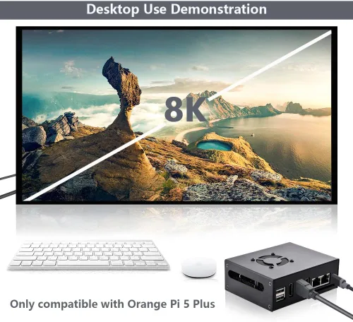 Vista 5 de GeeekPi Orange Pi 5 Plus - Funda con ventilador de refrigeración, carcasa de metal con disipadores de calor compatibles con Orange Pi 5 Plus