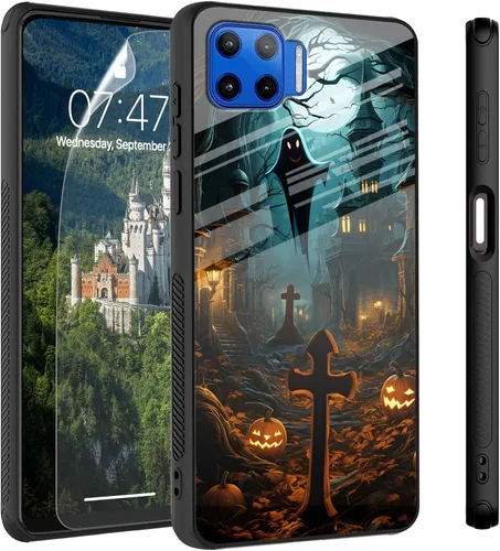 Vista 48 de Funda para Motorola Moto Edge 2022, cubierta trasera de vidrio templado con protector de pantalla, funda protectora a prueba de golpes para Motorola