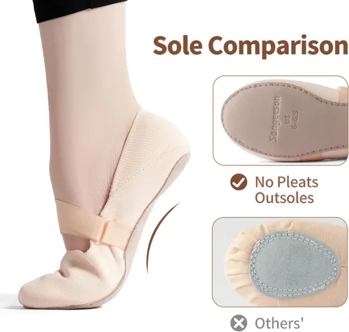 Vista 3 de SANGEESON Ballet Shoes for Women(Leather Full Sole, Arch Support, Breathable), Jazz Shoes, Ballerina Shoes, Dance Shoes Women for Beginner