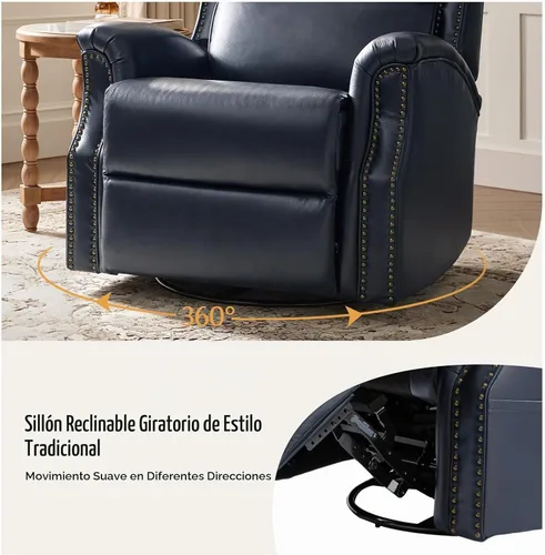 Vista 4 de HULALA HOME Mecedora reclinable giratoria, azul marino
