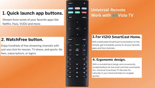 Vista 4 de XRT136 - Control remoto de repuesto para todos los televisores inteligentes VIZIO LED LCD HD 4K UHD HDR