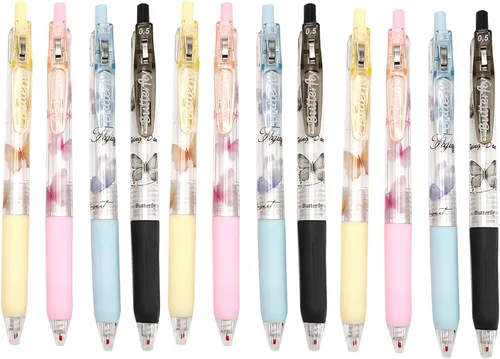Vista 23 de 8 bolígrafos retráctiles lindos y estéticos, bolígrafos de gel con tinta para escribir con punta fina suave de 0,5 mm, bolígrafos de impresión