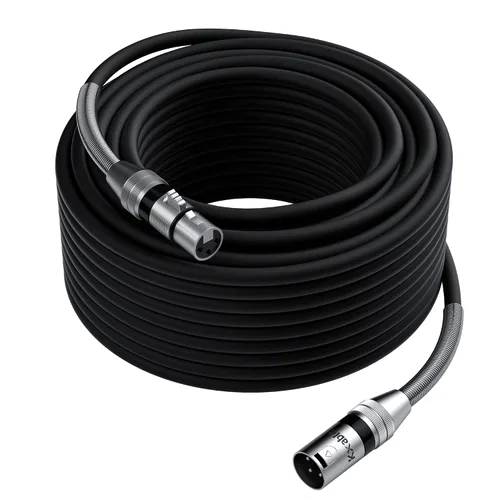Vista 13 de Cables de micrófono XLR (1 pie, paquete de 2), cable de micrófono balanceado XLR macho a hembra, cordón de altavoz blindado de 3 pines, conectores