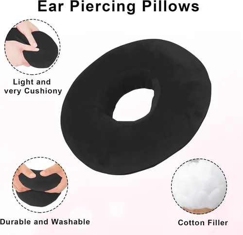 Vista 3 de Almohada para perforaciones para dormir de lado, almohada de dona suave y cómoda, almohada CNH para oídos con agujeros para dolor de oído