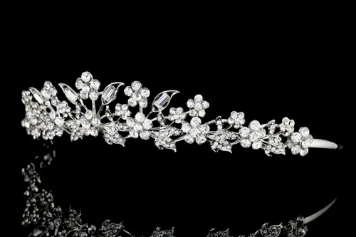 Vista 5 de SAMKY Tiara nupcial corona de boda de diamantes de imitación de plata para novias Crystal Queen Headpiece