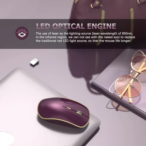 Vista 3 de J JOYACCESS Mouse inalámbrico para laptop, mouse silencioso inalámbrico delgado de 2.4G, mouse inalámbrico portátil de 3200 DPI, mouse inalámbrico