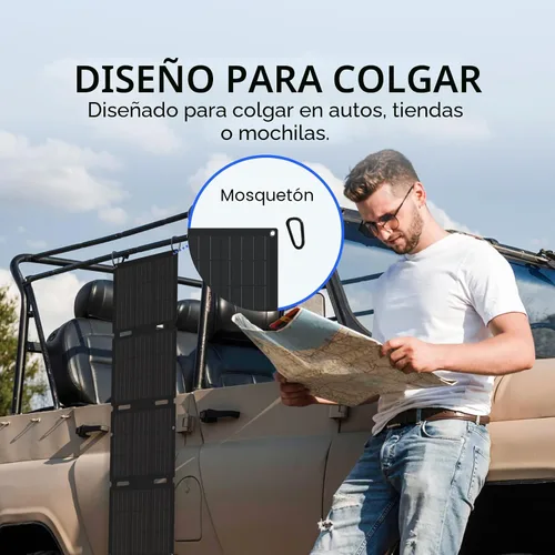 Vista 5 de EF ECOFLOW Panel solar portátil de 45 W con Type-C, 25% de eficiencia de conversión, célula solar tipo N para estaciones de energía, IP68