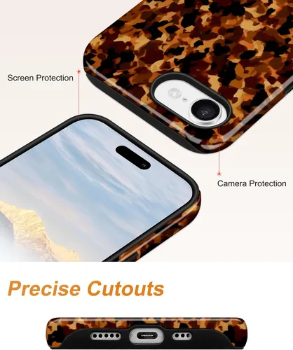 Vista 229 de Jusy Funda compatible con MagSafe con estampado de caparazón de tortuga marrón para iPhone 7/8/SE, cubierta protectora de TPU suave magnética