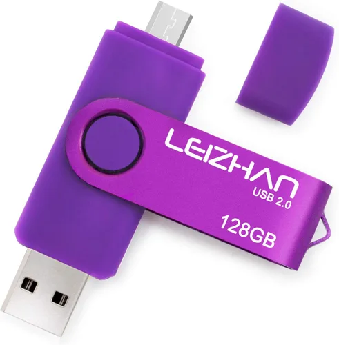 Vista 8 de 32 GB OTG USB Flash Drive 64 gb128gb Pendrive de metal para teléfono inteligente Android Micro USB Pen Drive USB 2.0 para Samsung, Huawei, Púrpura