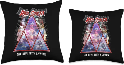 Vista 3 de Póster Synthwave Redhead Epic Cyberpunk Retro 80s Throw Pillow