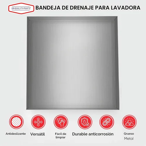 Vista 6 de Bandeja de drenaje de lavadora resistente, bandeja de goteo de acero galvanizado para lavandería, protección del suelo, carga superior, secadora