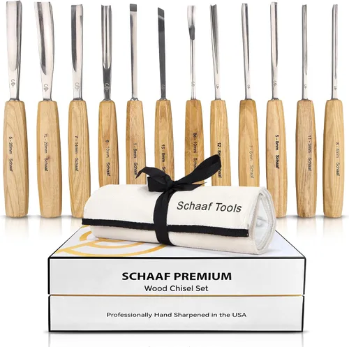 Vista 12 de Schaaf Wood Carving Tools Juego de cinceles de madera de 4 piezas, cola de Juego de cola de pez de 4 piezas