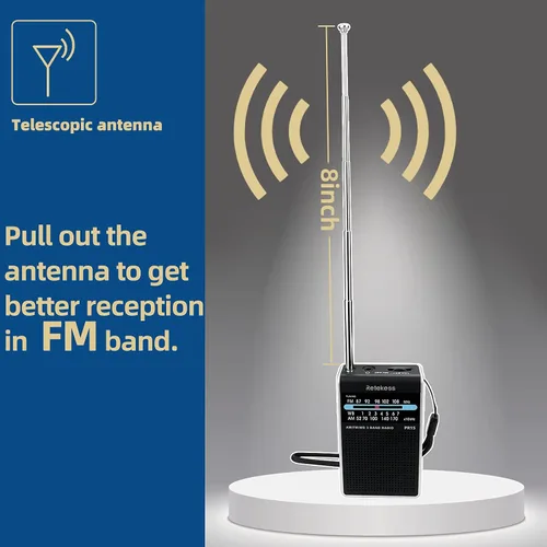 Vista 8 de Retekess Radio meteorológica NOAA de bolsillo PR15, radio de emergencia AM