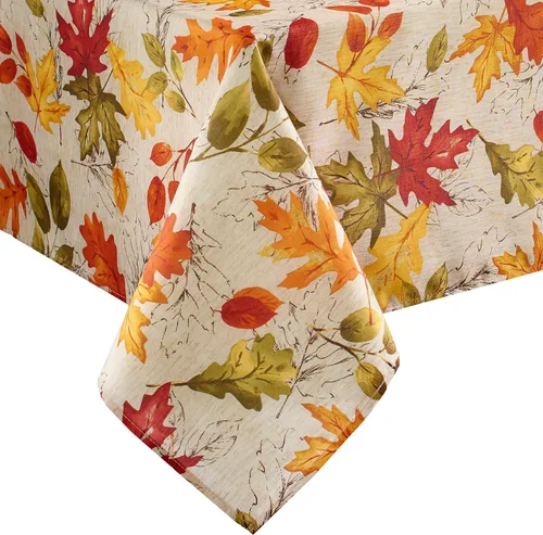 Vista 10 de Elrene Home Fashions - Servilletas de tela con estampado de hojas de otoño, 17 x 17 pulgadas, juego de 8