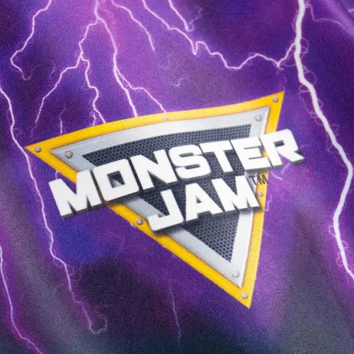 Vista 5 de Monster Jam Camisa hawaiana abotonada para toda la familia, diseño Grave Digger, desde niños pequeños hasta adultos