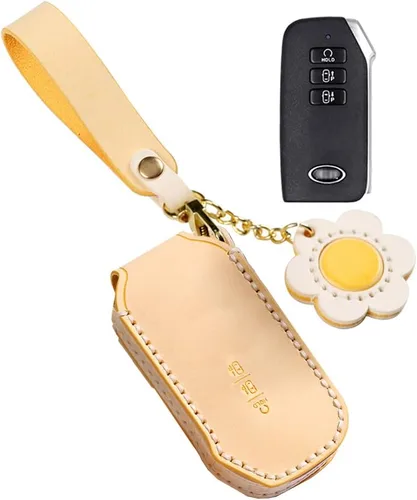 Vista 6 de ontto Funda de piel encerada para llave de coche, estilo retro, compatible con Kia EV6 2022, color verde